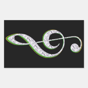 Pegatina Rectangular MÚSICA Esmeralda y Diamond Treble Clef