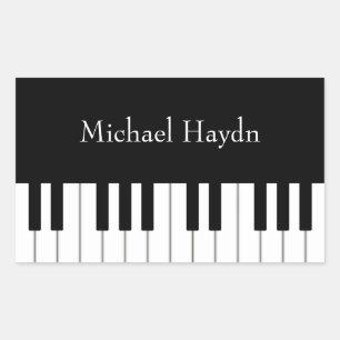 Pegatina Rectangular Músico de piano personalizado del clásico teclado