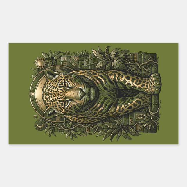 Pegatina Rectangular Mystical Jaguar (Anverso)