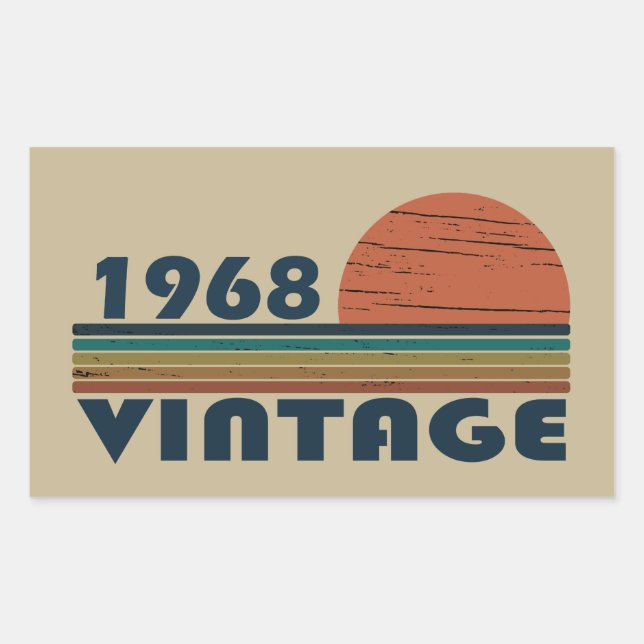Pegatina Rectangular Nacido en 1968, en un antiguo cumpleaños (Anverso)