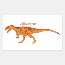 Pegatina Rectangular Naranja Allosauro Izquierda