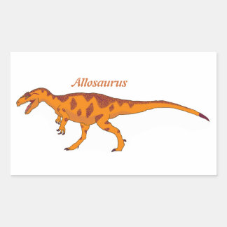 Pegatina Rectangular Naranja Allosauro Izquierda