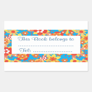 Pegatina Rectangular Naranja Ditzy Flores Planchas de mano