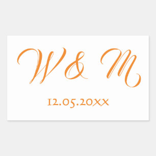 Pegatina Rectangular Naranja encantador y blanco