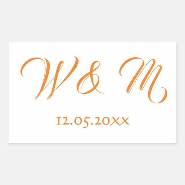 Pegatina Rectangular Naranja encantador y blanco (Anverso)