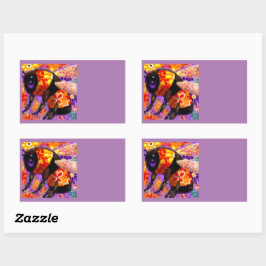 Pegatina Rectangular Naranja floral Bumble Bumble Bumble rojo amarillo