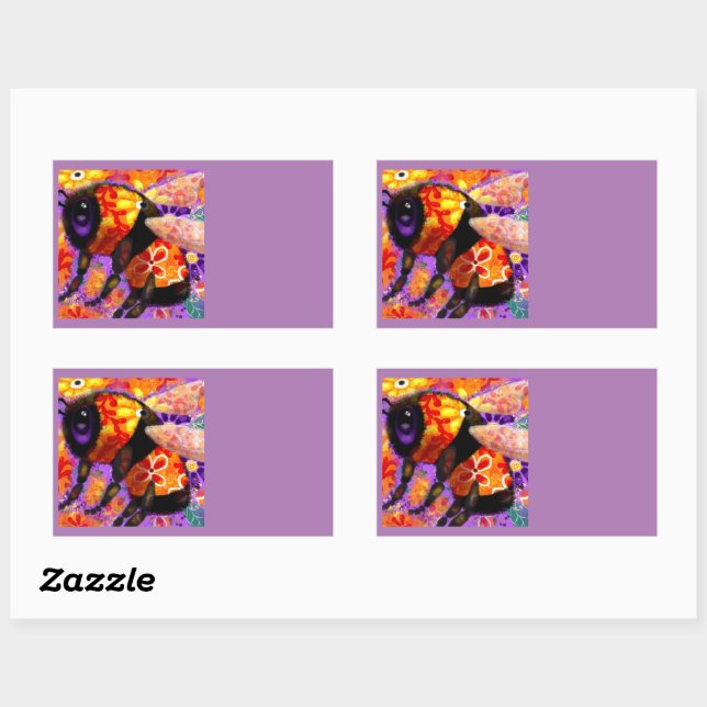 Pegatina Rectangular Naranja floral Bumble Bumble Bumble rojo amarillo (Hoja)