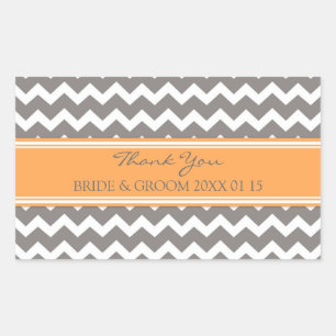 Pegatina Rectangular Naranja Gray Chevron Gracias Bolsas De Favor De La
