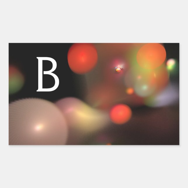 PEGATINA RECTANGULAR NARANJA GRIS BURBUJAS FRACTALES AMARILLAS NEGRAS M (Anverso)