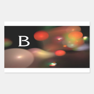 PEGATINA RECTANGULAR NARANJA GRIS BURBUJAS FRACTALES AMARILLAS NEGRAS M