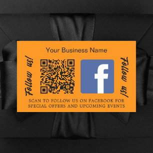Pegatina Rectangular Naranja nombre comercial código qr Facebook
