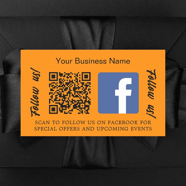 Pegatina Rectangular Naranja nombre comercial código qr Facebook (Subido por el creador)