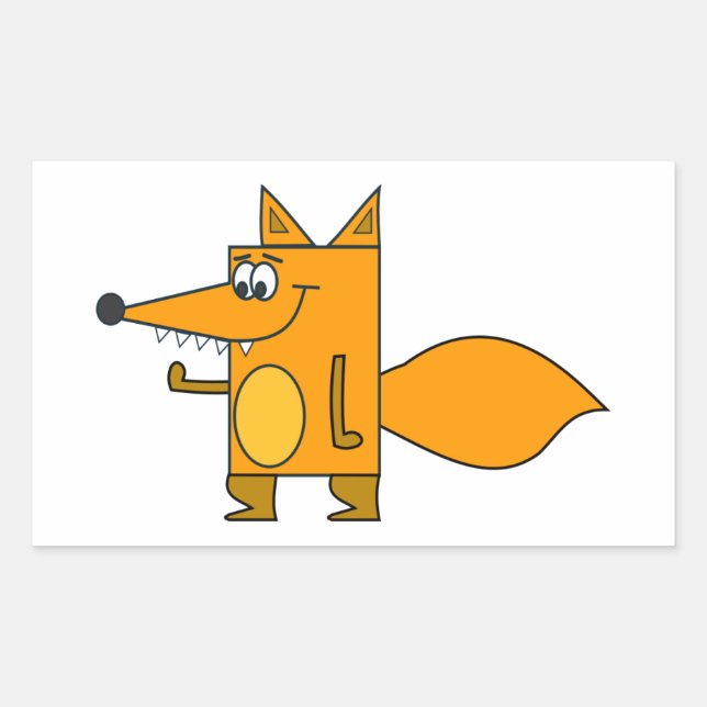 Pegatina Rectangular Naranja Personalizado Fox (Anverso)