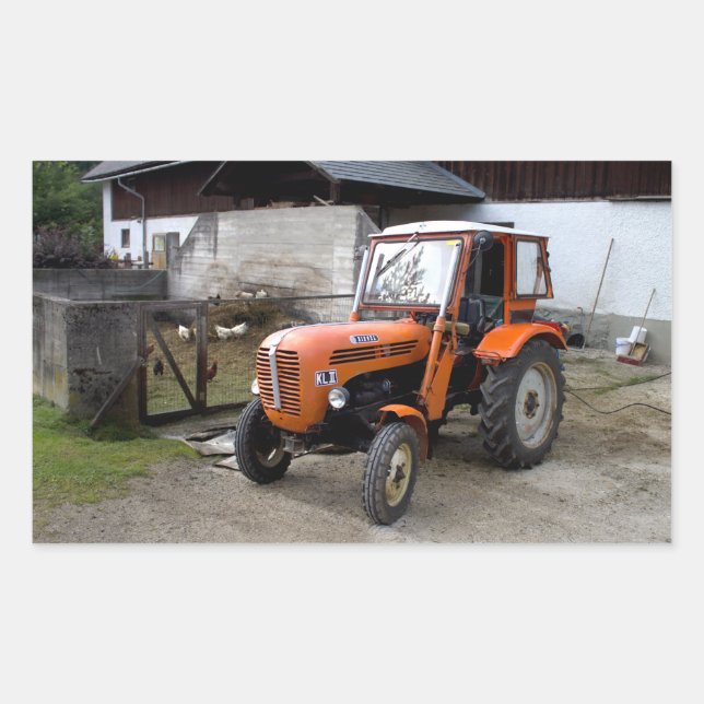 Pegatina Rectangular Naranja Steyr Tractor KL II (Anverso)