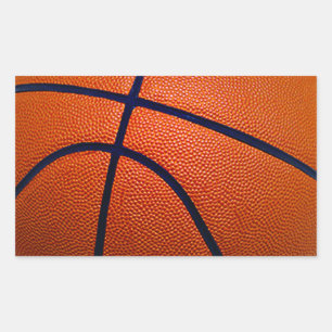 Pegatina Rectangular Naranja y baloncesto negro