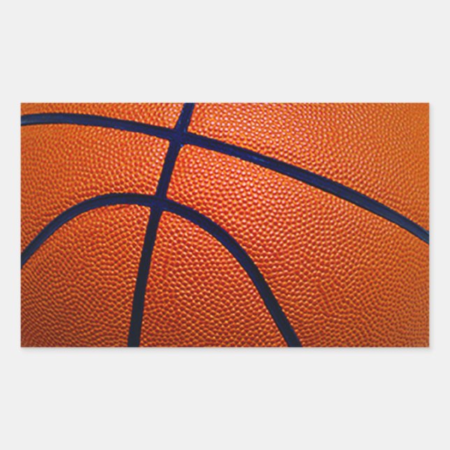 Pegatina Rectangular Naranja y baloncesto negro (Anverso)