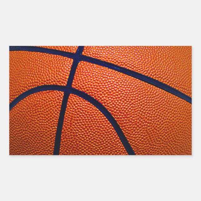 Pegatina Rectangular Naranja y baloncesto negro (Anverso)