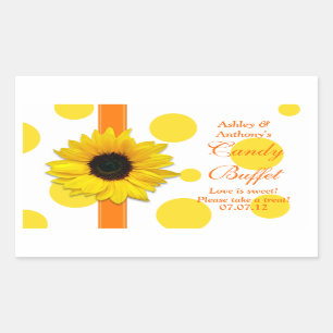 Pegatina Rectangular Naranja Yellow Sunflower Polka Dots Candy Buffet