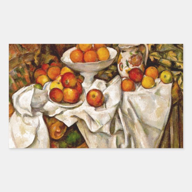 Pegatina Rectangular Naranjas de Paul Cezanne Apples Impresionismo (Anverso)