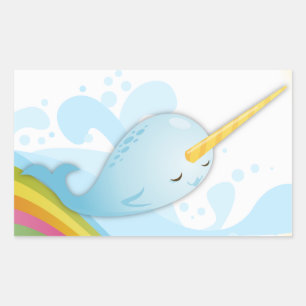 Pegatina Rectangular Narwhals nadan en las arcadas