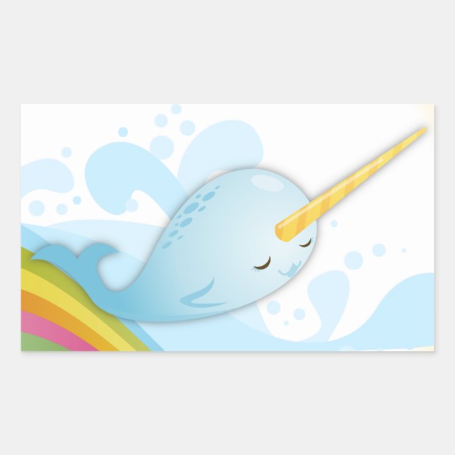 Pegatina Rectangular Narwhals nadan en las arcadas (Anverso)