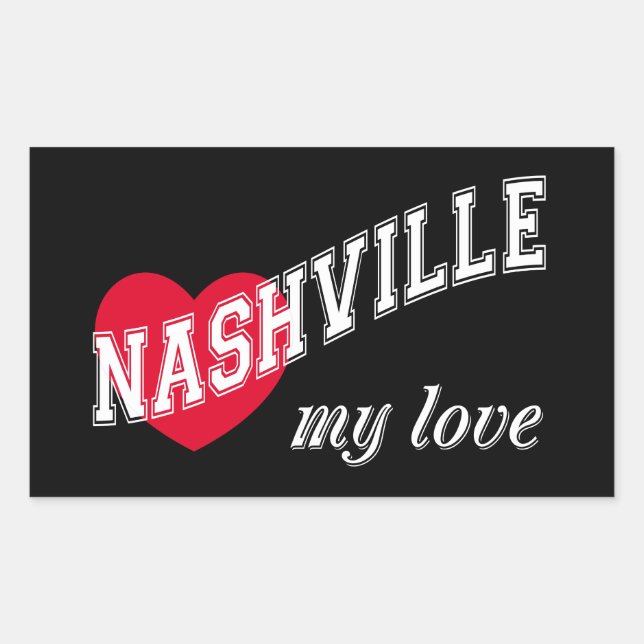 Pegatina Rectangular Nashville mi amor (Anverso)