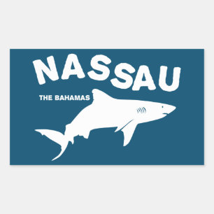 Pegatina Rectangular Nassau - Las Bahamas: Camiseta de buceo de tiburon