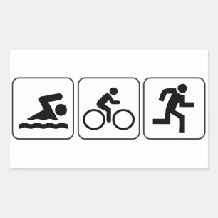 Pegatina Rectangular Natación, bicicleta, correr - Triatlón
