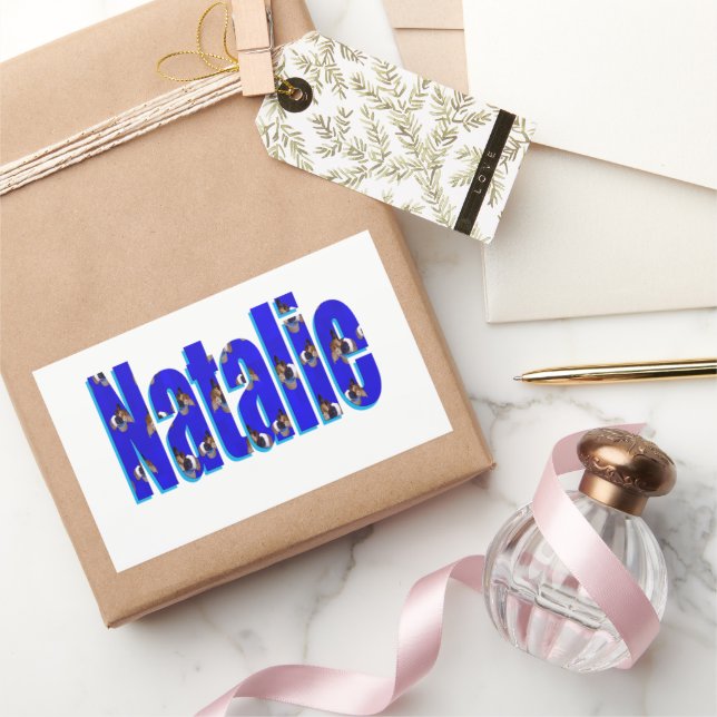 Pegatina Rectangular 'Natalie' Nombre Hecho Con Cuyes, (Regalar)
