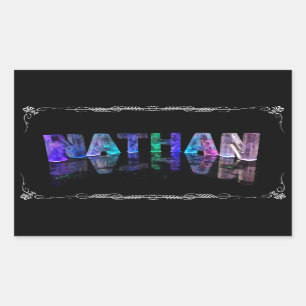 Pegatina Rectangular Nathan - El nombre Nathan en las luces 3D (Fotogra