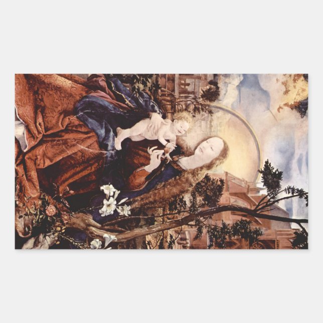 PEGATINA RECTANGULAR NATIVIDAD CON LILLAS BLANCAS - MAGIA DE NAVIDADES (Anverso)