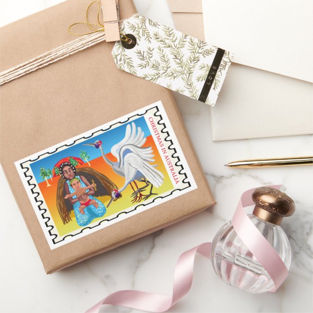 Pegatina Rectangular Natividad de Navidad australiana (Regalar)
