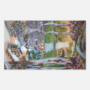 Pegatina Rectangular naturaleza de la casa natural de la pintura de acu