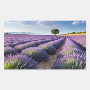 Pegatina Rectangular Naturaleza de Lavanda Paisaje al aire libre Tranqu