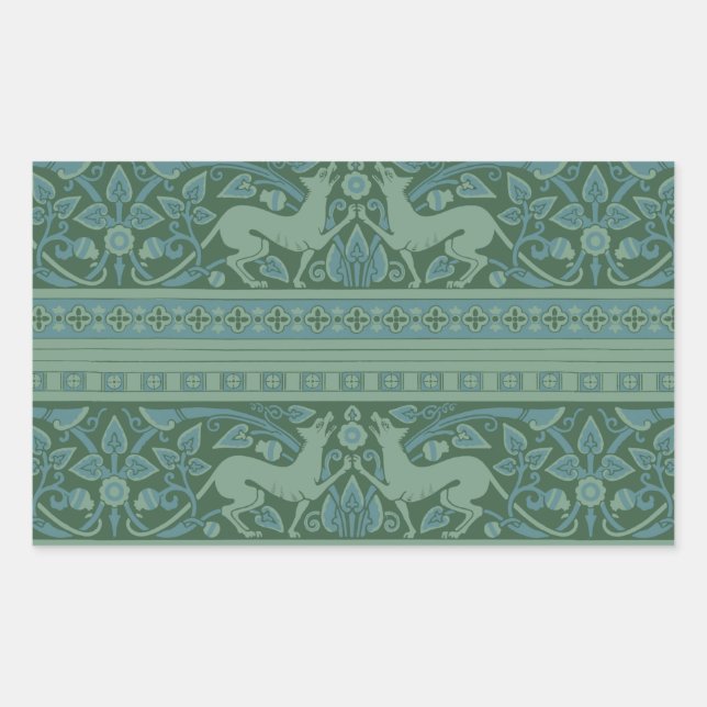 Pegatina Rectangular Naturaleza del perro Art Decó Nouveau Patrón anima (Anverso)