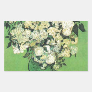 Pegatina Rectangular Naturaleza muerta - Rosas rosadas en un jarrón Vin