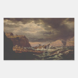Pegatina Rectangular Naufragio en la costa noruega por Johan Dahl 