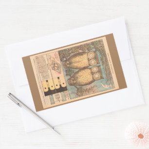 Pegatina Rectangular Naufragio vintage lindo otoño de niño artesano azu