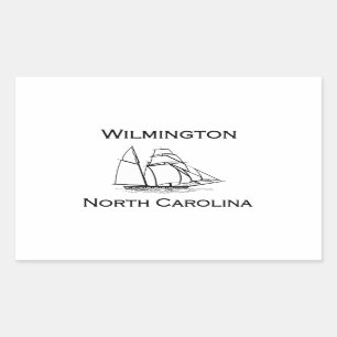 Pegatina Rectangular Nave alta de Wilmington Carolina del Norte