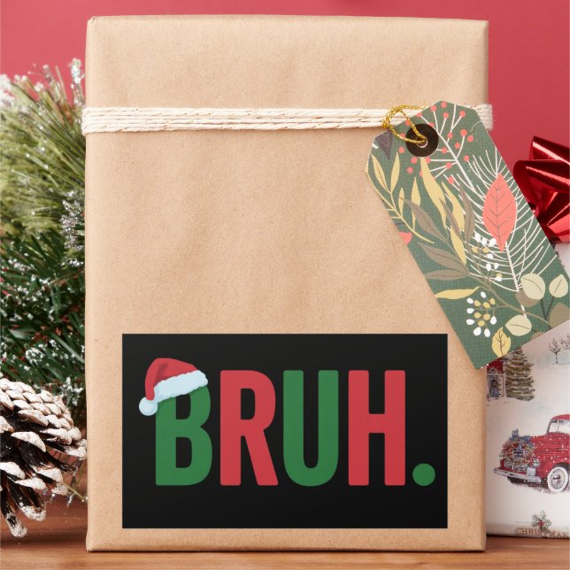 Pegatina Rectangular Navidad Bruh Meme Genial Tendencia Sarcástico Navi (Vacaciones)