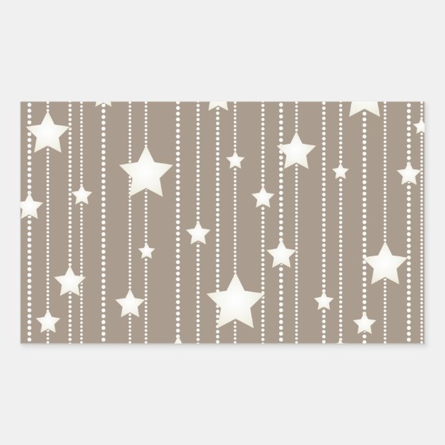 Pegatina Rectangular navidad de navidad blanca estrella garland (Anverso)