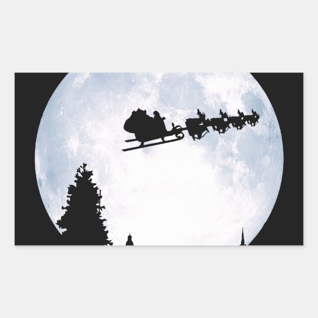 Pegatina Rectangular Navidad Moon (Anverso)