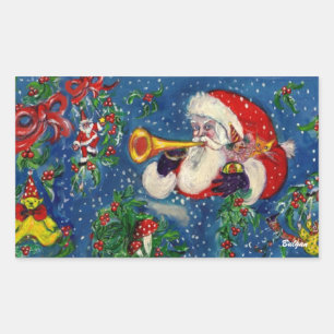 PEGATINA RECTANGULAR NAVIDAD NOCHE / SANTA BUGLER
