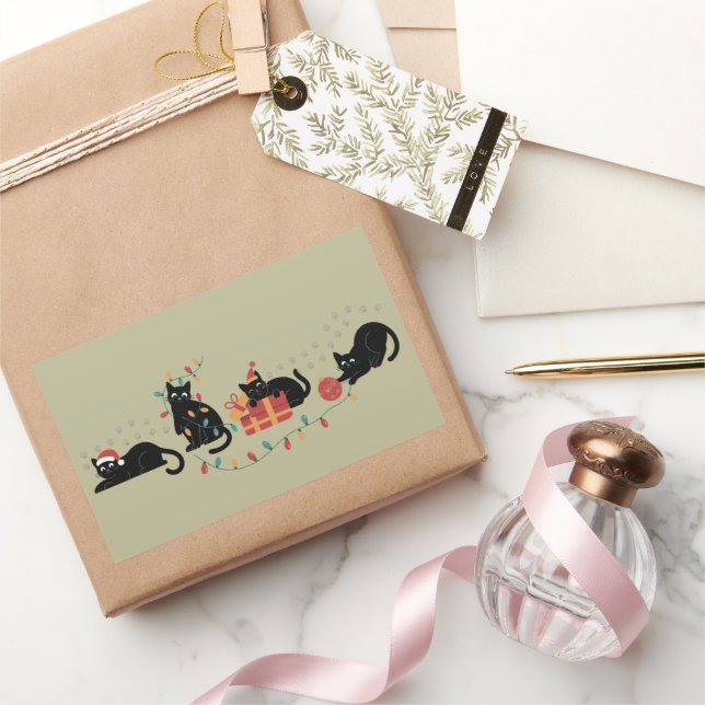 Pegatina Rectangular Navidades acribillan las luces de la tripulación d (Regalar)