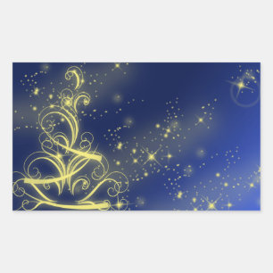 Pegatina Rectangular Navidades amarillos azules