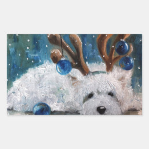 Pegatina Rectangular Navidades azules de West Highland