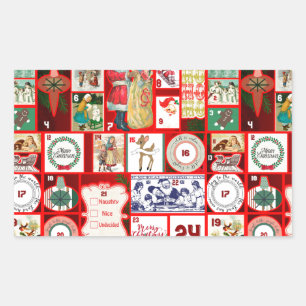 Pegatina Rectangular Navidades bloquean cuadrados de Ilustracion