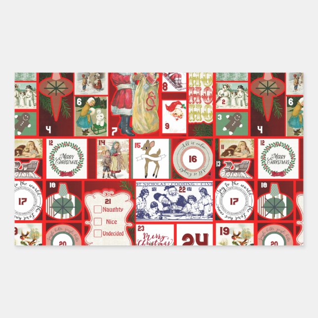 Pegatina Rectangular Navidades bloquean cuadrados de Ilustracion (Anverso)