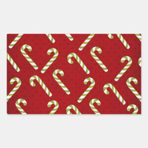 Pegatina Rectangular Navidades Candycanes