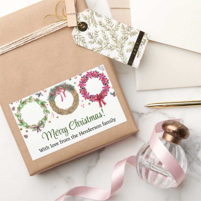 Pegatina Rectangular Navidades celebran fiesta navideña (Regalar)